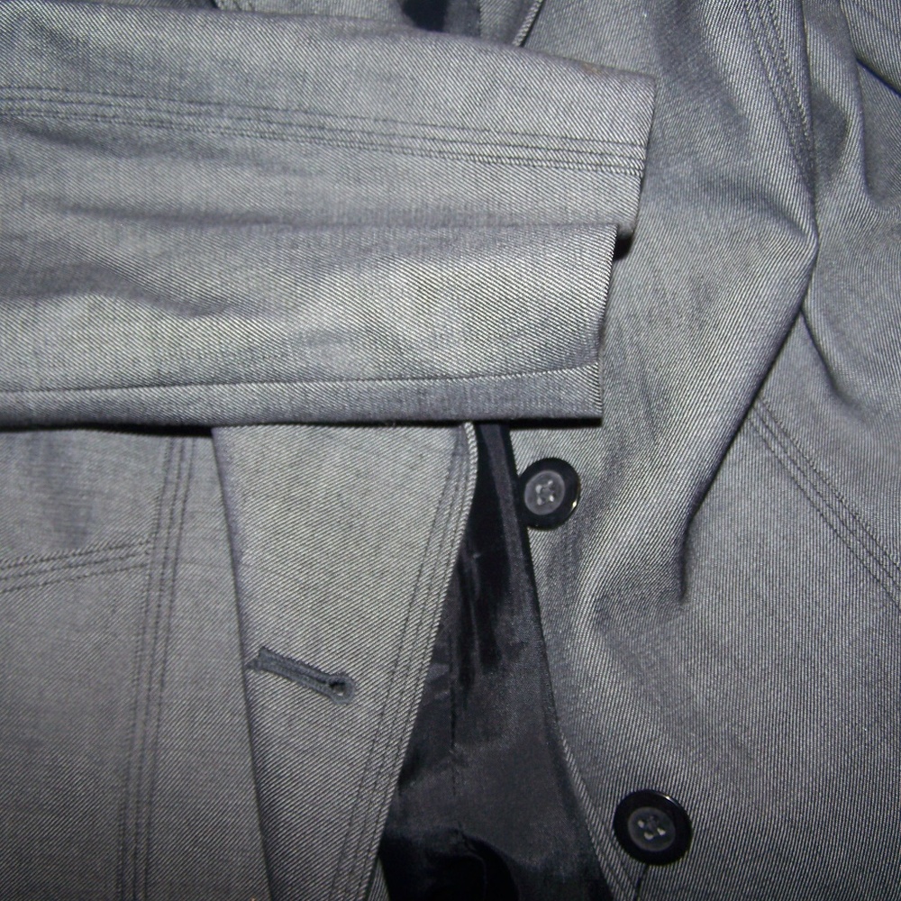 Express Womens Blazer Jacket Gray Stretch 3/4 Line - Picture 7 of 8